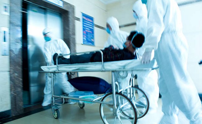 Rushing a patient to the emergency room. motion blur